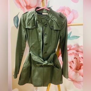 DKNY Jeans Army Green Military Trench Jacket 🧥💚